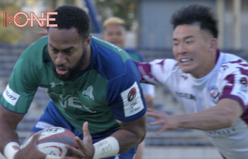 リーグワン開幕戦 決勝のトライを決めるカヴァイア タギヴェタウア選手・グリーンロケッツ東葛 Journal-ONE撮影