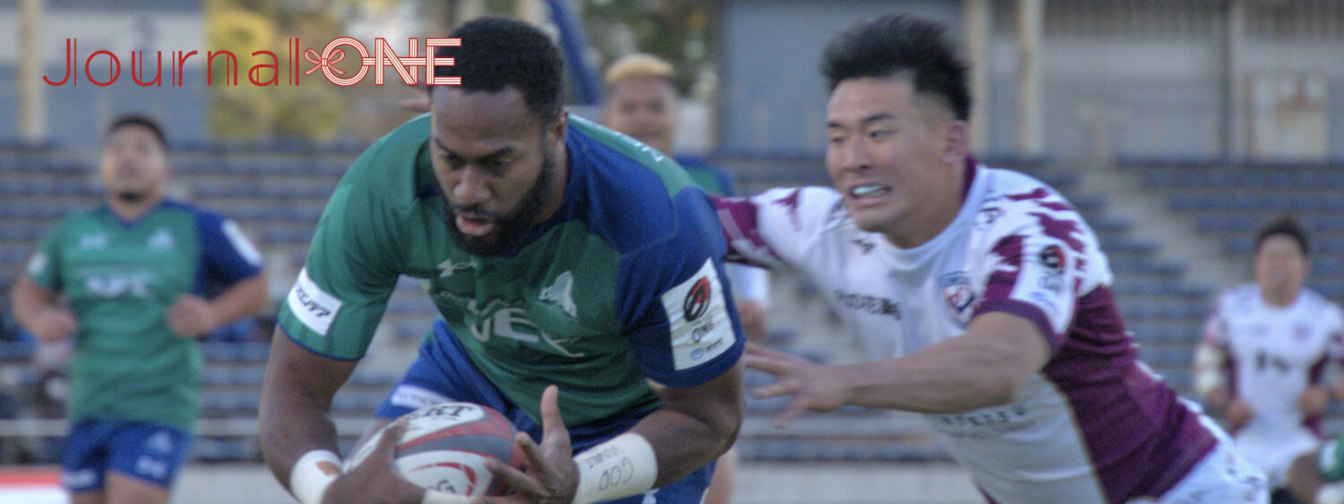 リーグワン開幕戦 決勝のトライを決めるカヴァイア タギヴェタウア選手・グリーンロケッツ東葛 Journal-ONE撮影