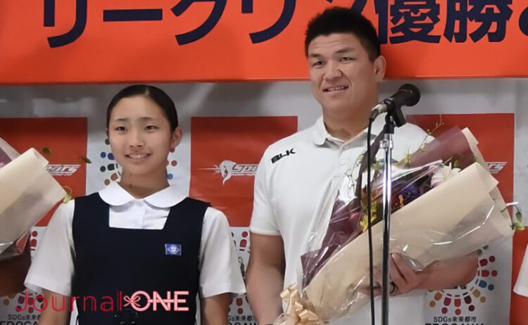 ラグビー リーグワン 優勝したクボタスピアーズ船橋・東京ベイの優勝報告会（江戸川区役所）-Journal-ONE撮影