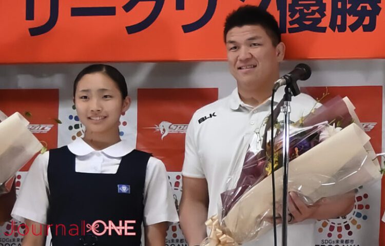ラグビー リーグワン 優勝したクボタスピアーズ船橋・東京ベイの優勝報告会（江戸川区役所）-Journal-ONE撮影