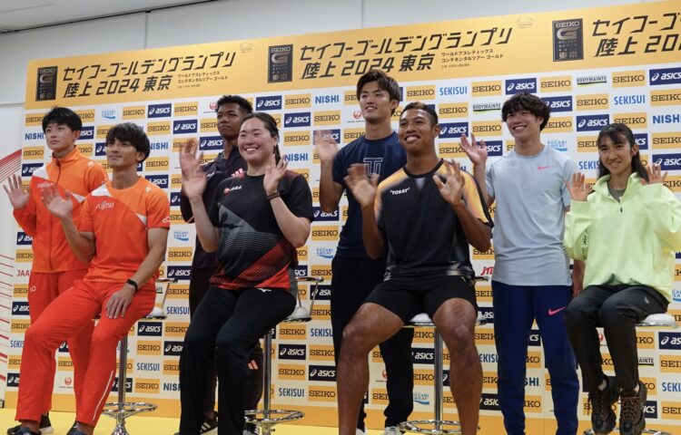Journal-ONE | セイコーゴールデングランプリには日本勢も豪華な顔ぶれが揃った。写真左から順に、佐藤拳太郎、橋岡優輝、村竹ラシッド、北口榛花、栁田大輝、サニブラウンアブデルハキーム、坂井隆一郎、田中希実