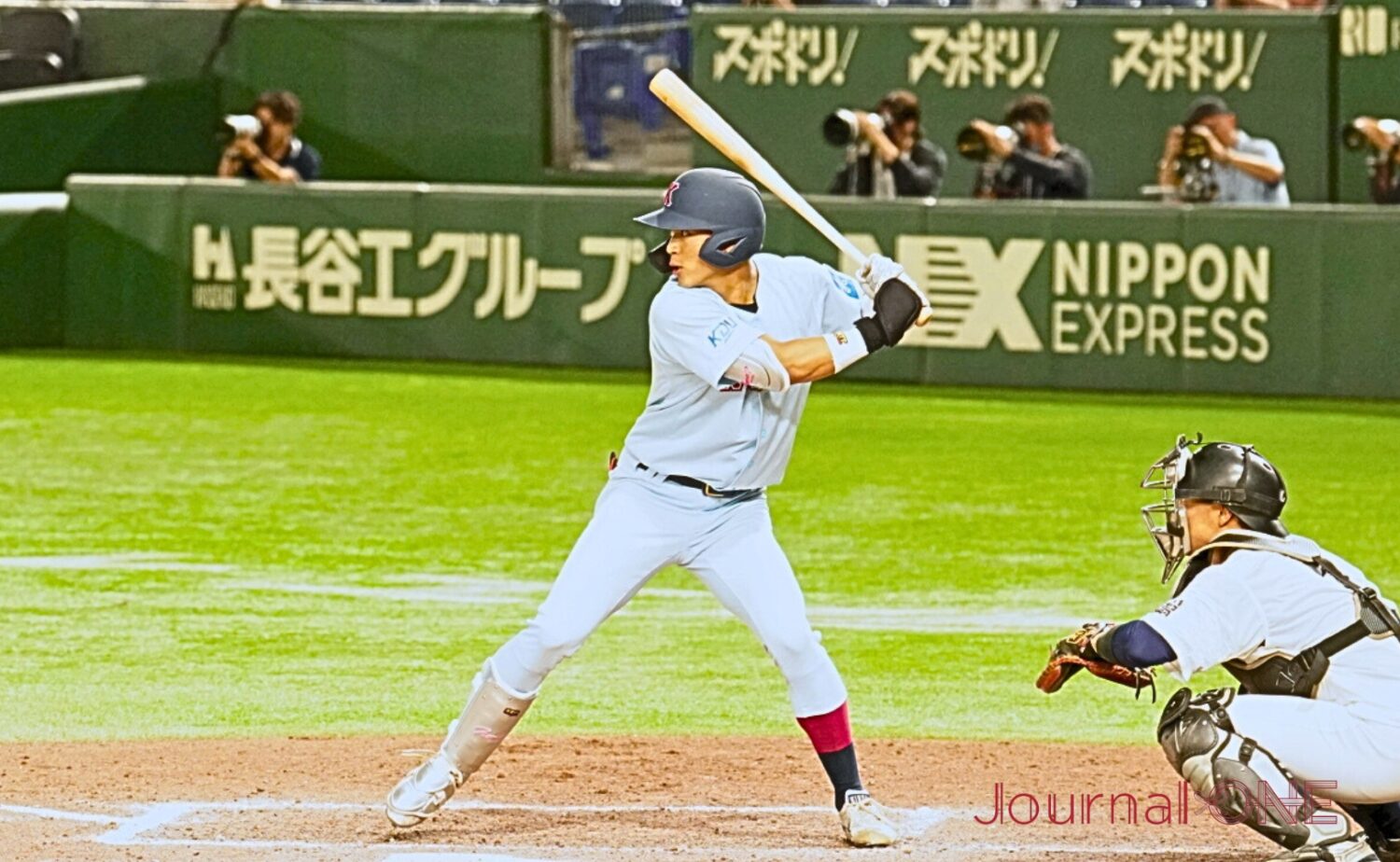 広角に長打が打てる近大・野間翔一郎外野手(4年・大阪桐蔭高)∸Journal-ONE撮影