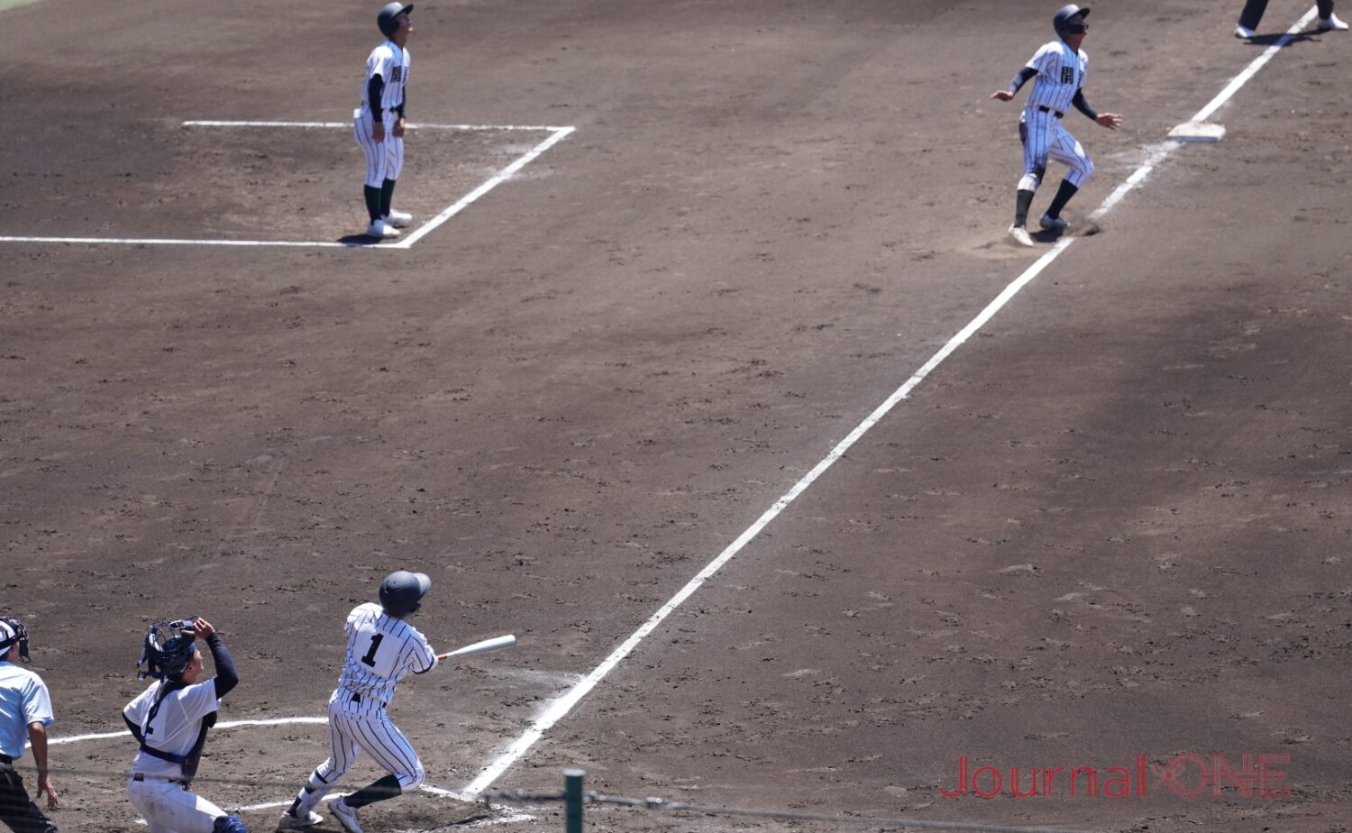 開星は投手・松浦の犠飛を皮切りに3点を先制-Journal-ONE撮影