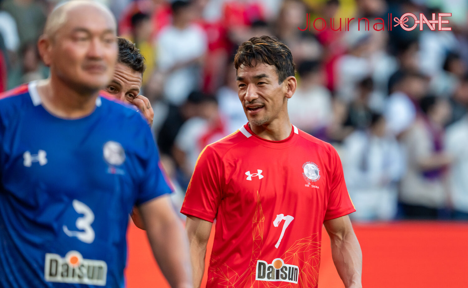 試合後に改めてサッカーでの世界平和貢献について話した中田英寿氏-Journal-ONE撮影