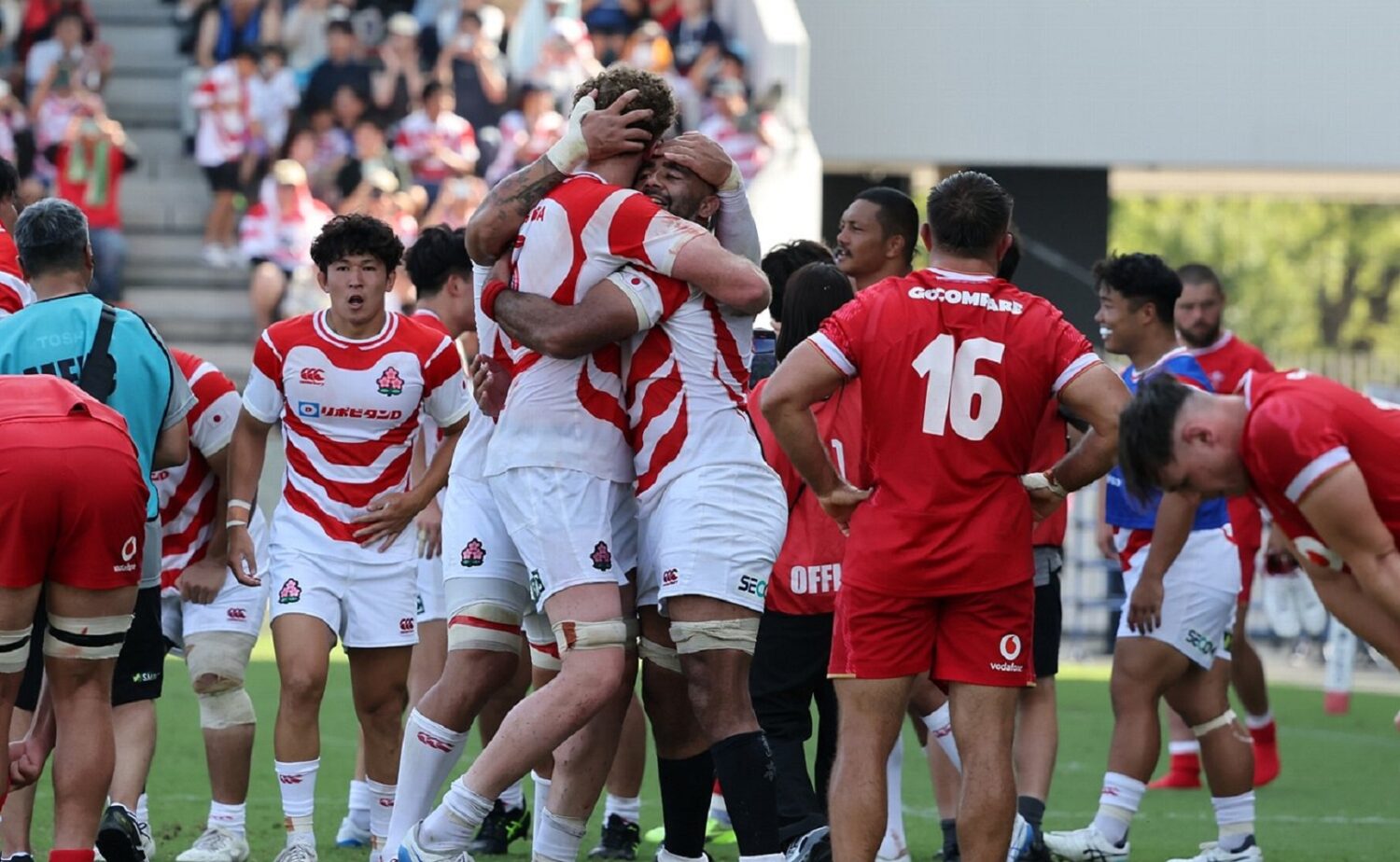 ウェールズとの第1戦に勝利した日本代表∸斉藤健仁撮影