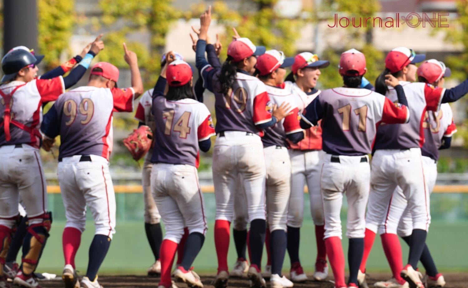 優勝した瞬間マウンドで歓喜するダラーズナイン-Journal-ONE撮影