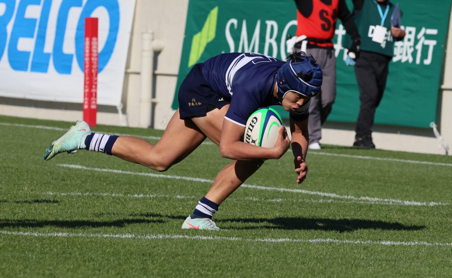 トライを挙げるFB曽我（桐蔭学園）