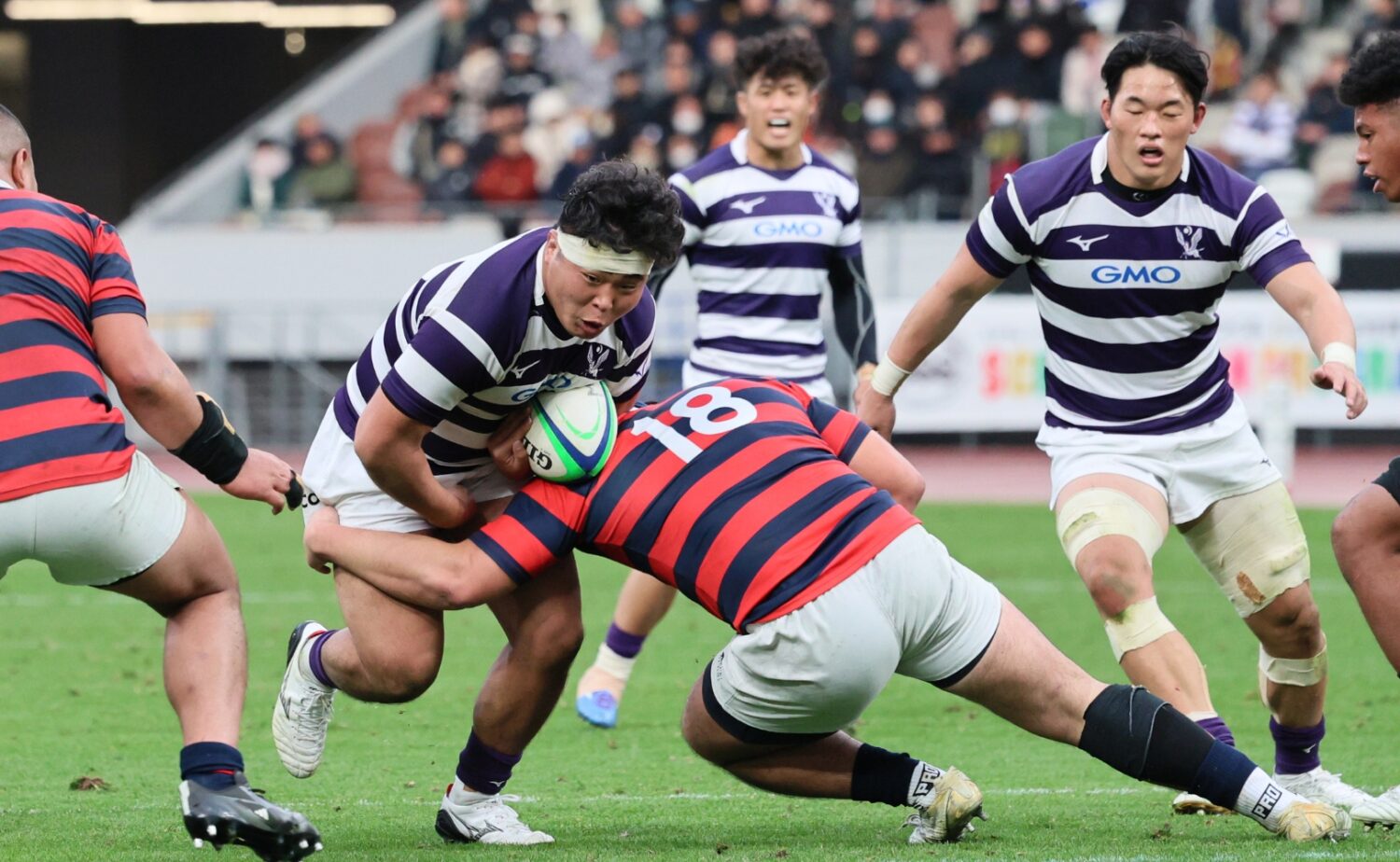 後半は京都産業大学のディフェンスも健闘