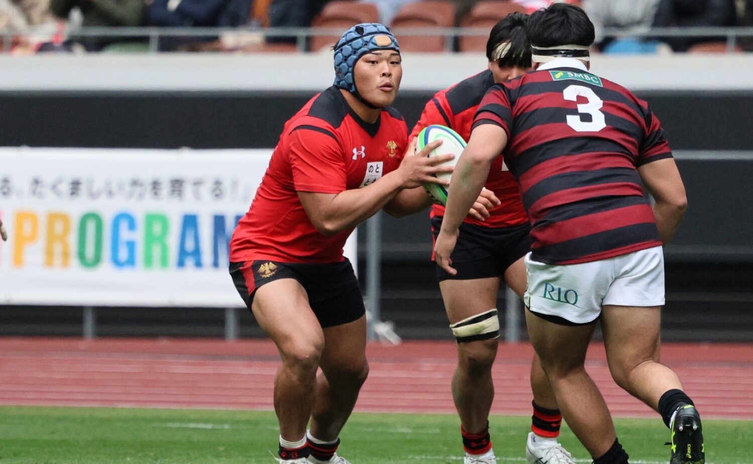 春季大会はBグループでの参戦となった帝京大学。キャプテンには1年から活躍するPR森山が選ばれた