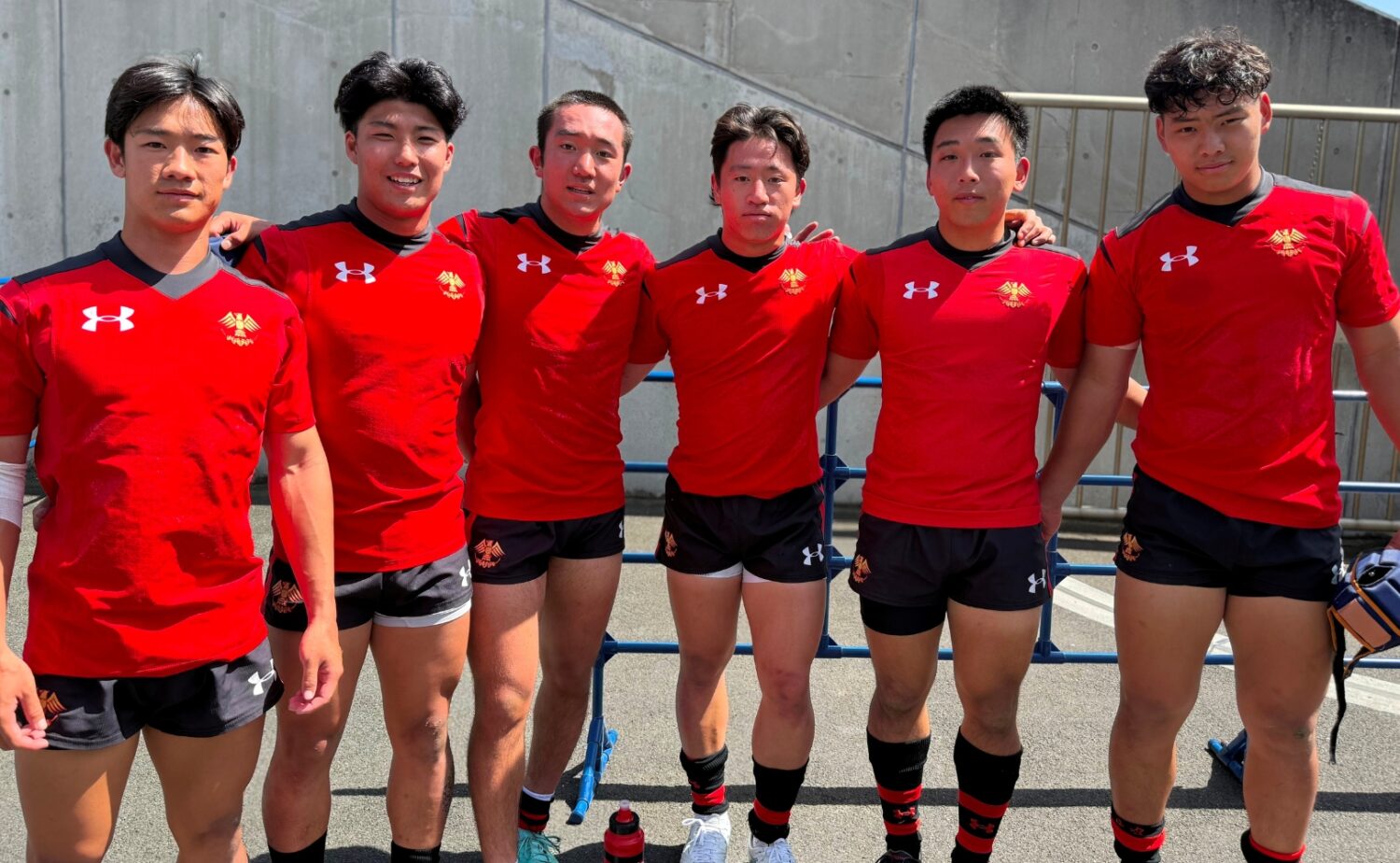 帝京大学のルーキーたち。左から荒木、髙梨、福田、早坂、池田、林‐斉藤健仁撮影