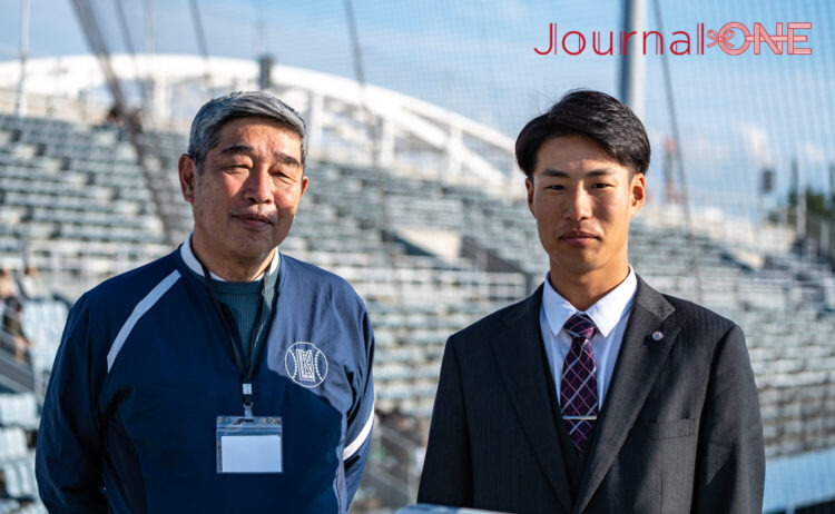 宮崎朗理事長と竹内海人学生本部委員長