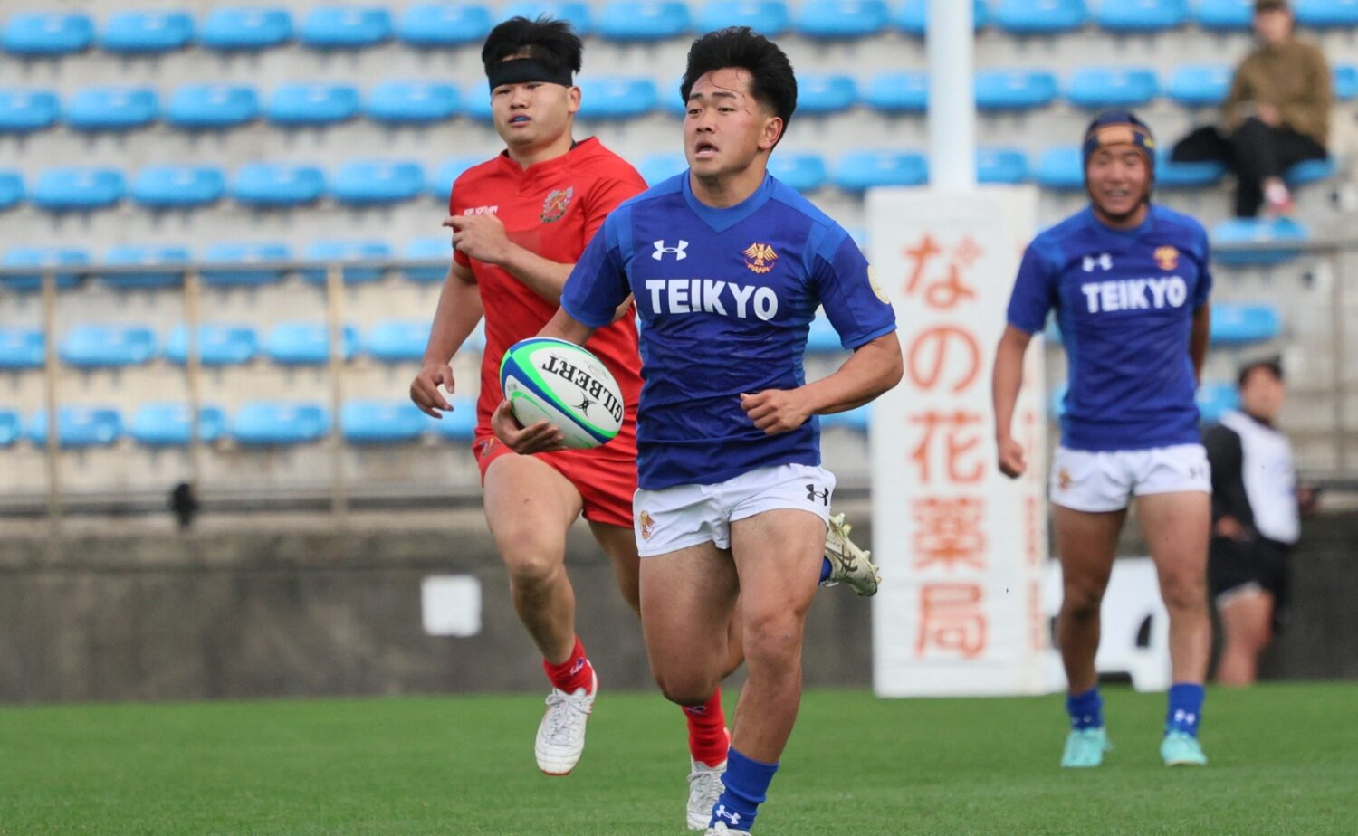 東日本大学セブンズ 決勝でハットトリック達成した福田正武（帝京大学3年）‐斉藤健仁撮影