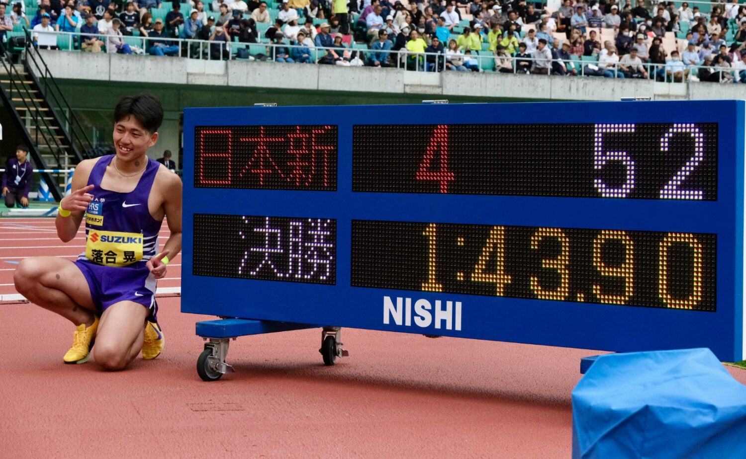 静岡国際陸上 800M男子で日本新記録を打ち立てた落合-永塚和志撮影